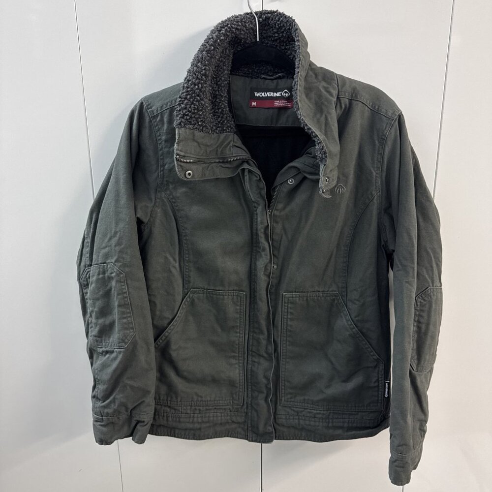 Wolverine Ethelwood Jacket Gray Sherpa Collar Zip‎ Snap Insulated Sz M